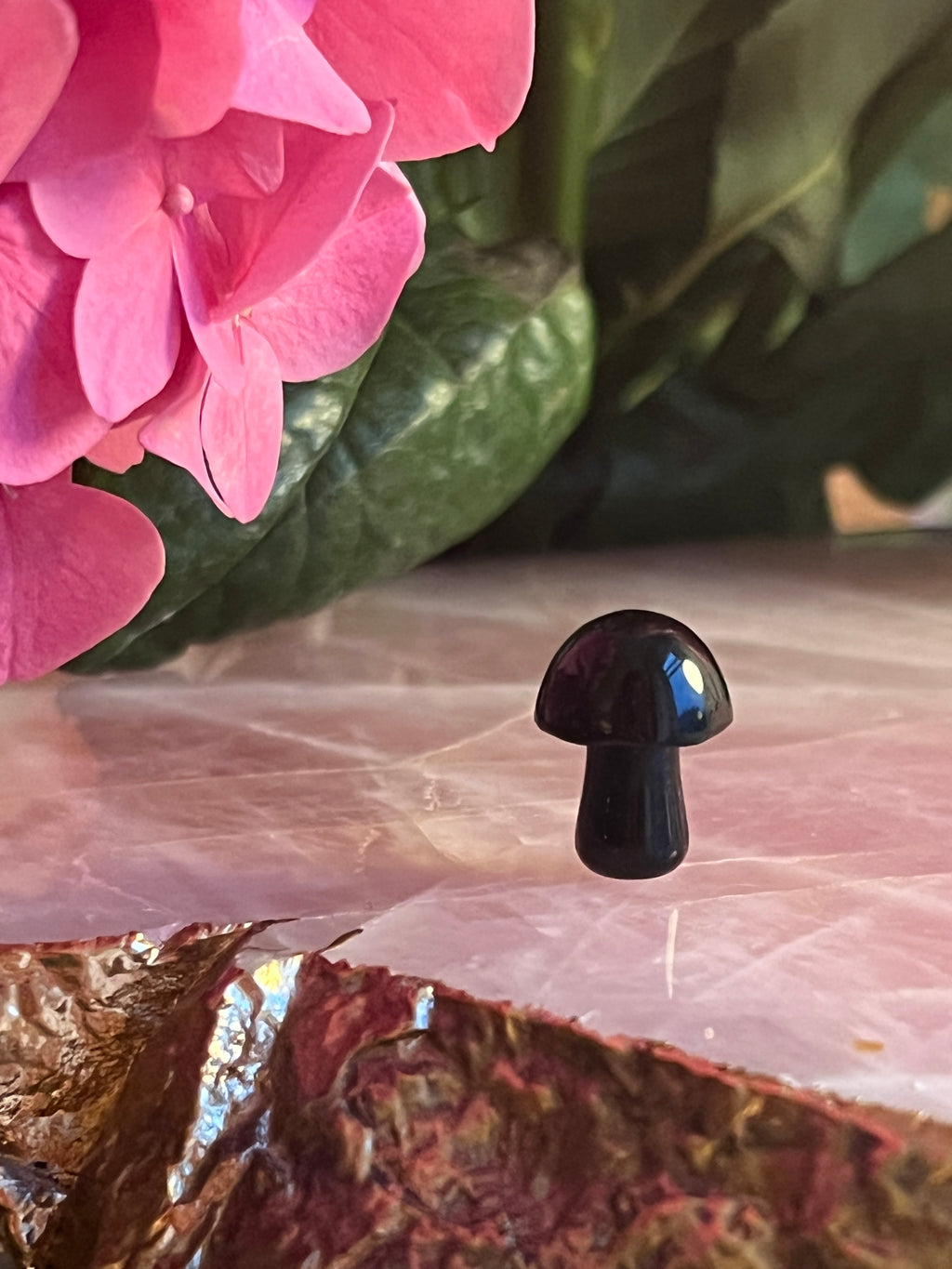 Obsidian Crystal Healing Mushroom