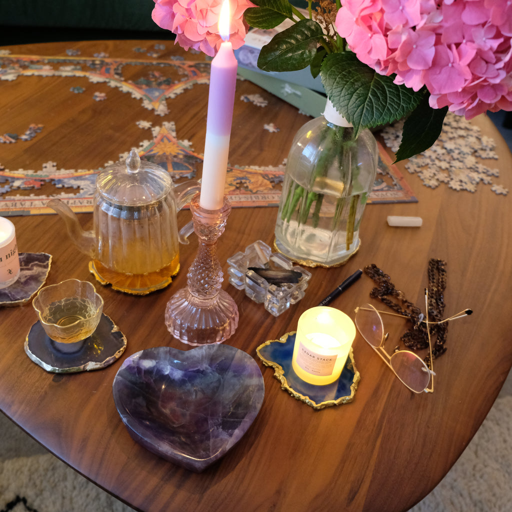 Rainbow Fluorite Crystal Heart Bowl, Large