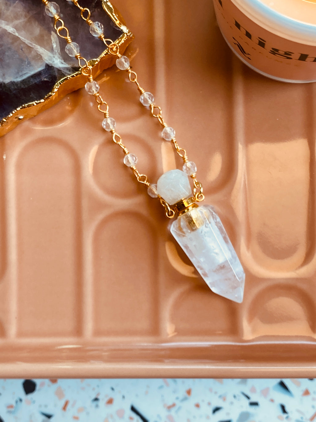 Philyra Perfume Pendant | Clear Quartz