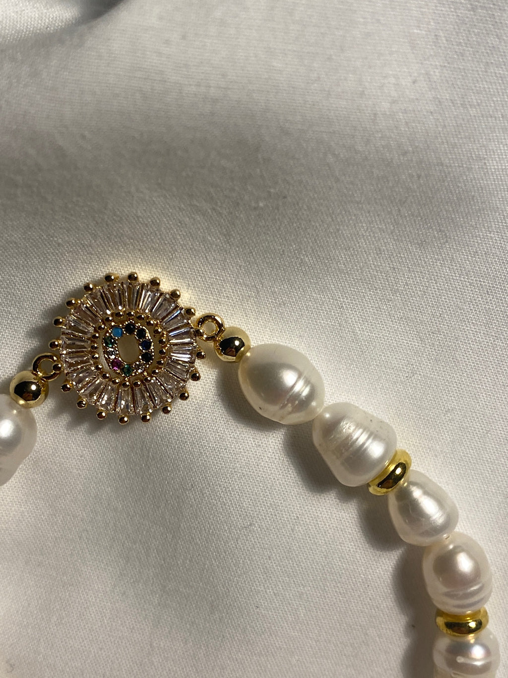 Mykonos Pearl Initial Bracelet - O